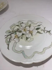J. P. L. France Jean Pouyat Limoges Hand Painted Plate Cherokee Rose ID