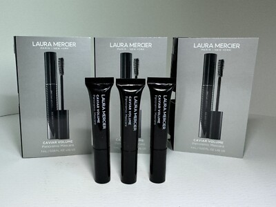 3 X Laura Mercier Caviar Volume Panoramic Mascara, #Glossy Black, 1ml Each