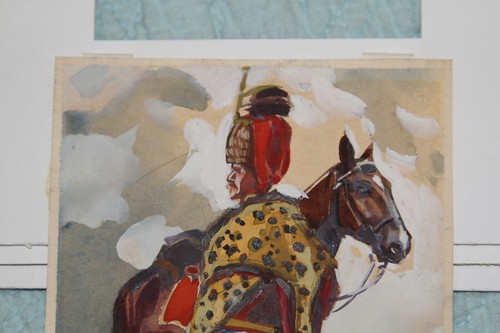 Edouard Detaille pair of original small paintings. 1867 image 3 1/2" x 5 1/2" - Picture 5 of 12