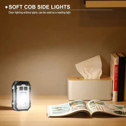 Multi-function Mini Keychain LED Flashlight USB Rechargeable Portable. (BLACK) - Picture 10 of 14