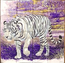 Hermes Scarf Stole Tigre du Bengale White Tiger Robert Dallet Silk New tag 90 cm