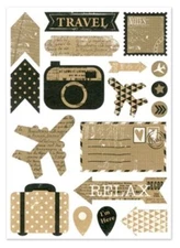 Kraft Sticker Scrapbooking Vintag Style Vacation Travel Luggage themed