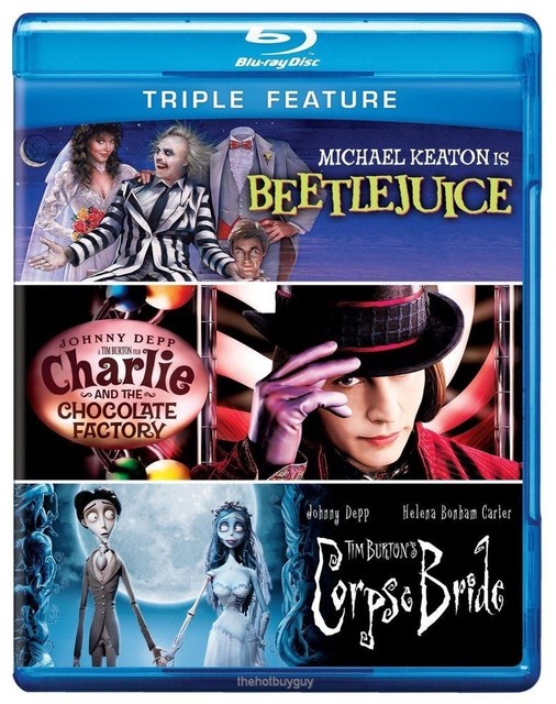 Beetlejuice Charlie and Chocolate Factory Tim Burton's Corpse Bride Blu-ray New