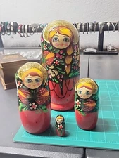 vintage russian nesting dolls 4 Pcs Insert Set Wooden Nesting Doll 