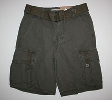 New Route 66 Boys 7 Year Cargo Dark Olive Brown Shorts w Belt Adjustable waist