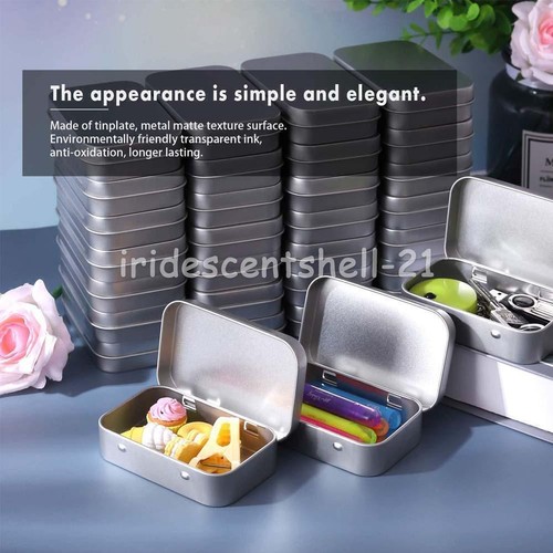 12x Metal Hinged Tin Boxes Container Blank Portable Small Storage Container Case - Picture 2 of 8