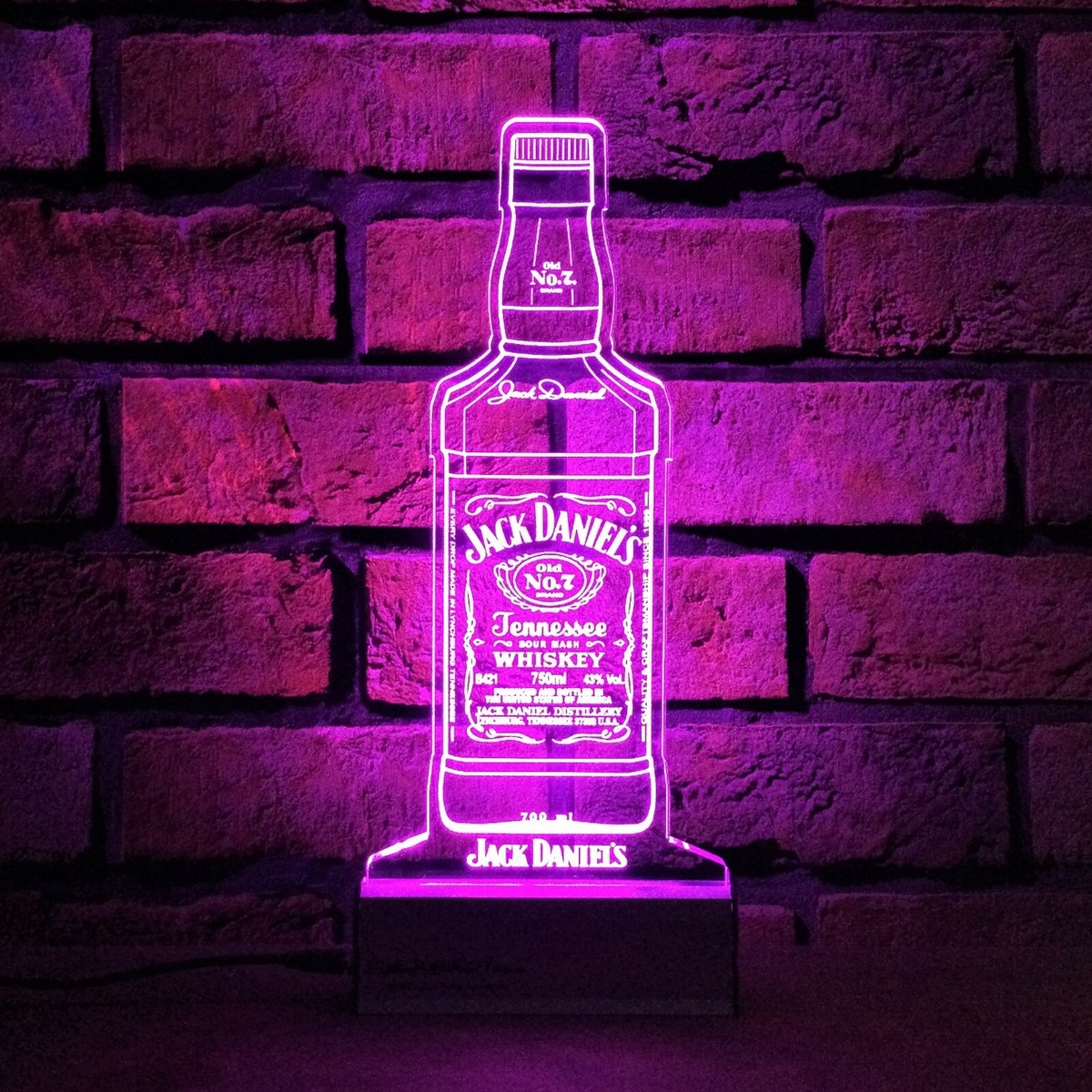 Jack Daniels Bottle LED Sign,Edgelit,Bar,Mancave,Led,Remote