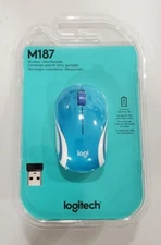 Logitech M187 Wireless Mini Mouse Pocket Portable Sized Blue