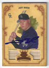 JEFF BAKER COLORADO ROCKIES SIGNED DIAMOND KINGS GAME USED BAT BASEBALL CARD
