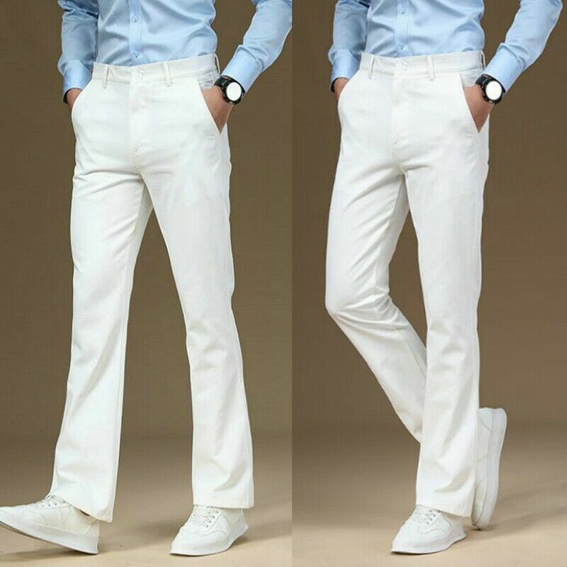 Men Bell Bottom Flared Pants Formal Dress Trousers Retro 60s 70s