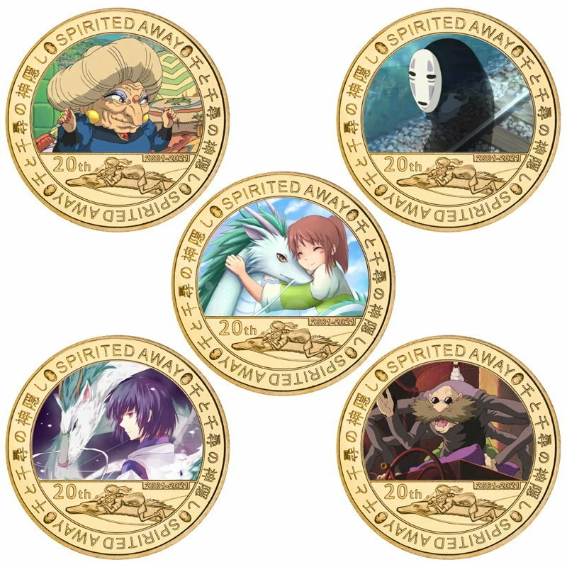 Moneda de Oro 5 Piezas Japonés Manga Master Spirited-Awayy Anime Moneda En Caja Para Regalo Foto 2 de 2