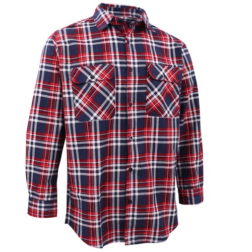 Men's 100% Cotton Flannelette Shirt Long Sleeve Plaid Check Flannel w Pockets - Picture 31 of 86