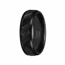 Free Engraving Black Tungsten Carbide Hammered Brushed Center Wedding Band Ring