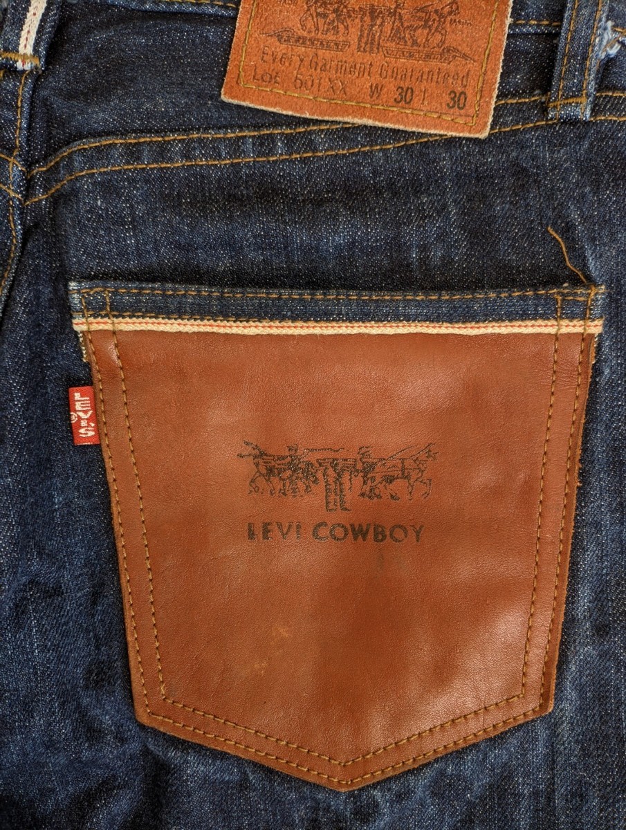 LEVI'S 501 XX Big E Selvedge Denim Jeans Leather Pocket Made In