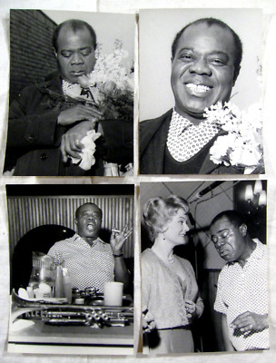 LOUIS ARMSTRONG - 4 s/w Pressefoto Press Photos  FOTO  Jazz photography