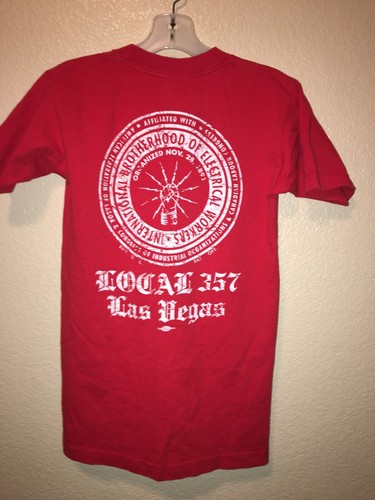 IBEW Electricians Local 357 Las Vegas Men s T shirt SZ SMALL Red 