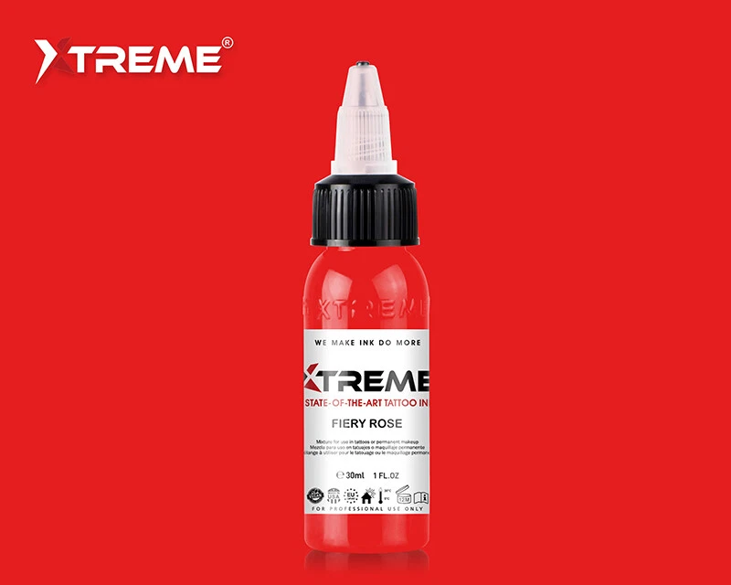 FIERY ROSE Red Xtreme Ink Premium Bright Solid Color Tattoo Pigment Made in USA