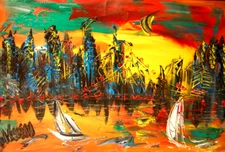 NYC USA by  Mark Kazav   Abstract Modern Original Oil Painting BHIO7O8d78