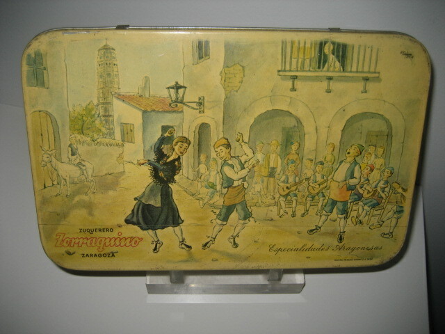 ANTIGUA LATA ZORRAQUINO. DULCES TURRONES CARAMELOS BOMBONES CHOCOLATES. ZARAGOZA