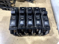 LOT OF 5 SQUARE D QO120 BREAKERS 20A 1P B10