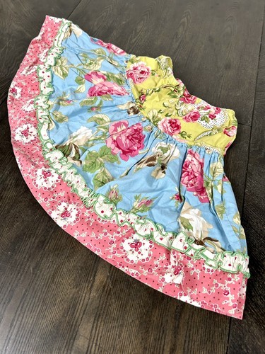 Matilda Jane Clothing Girls Ruffled Tiered Floral Skirt Size 4 Made In USA - Picture 3 of 11