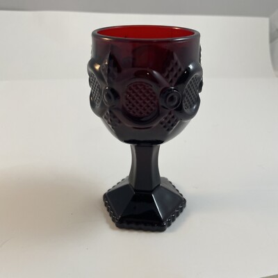Vintage Avon 1876 CAPE COD Ruby Red Elegant Wine Glass Single