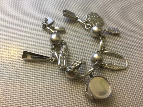 Taxco 1950er Jahre signiert JHC Sterlingsilber Link Charm Armband 7 3/4 Zoll - Bild 4 von 10