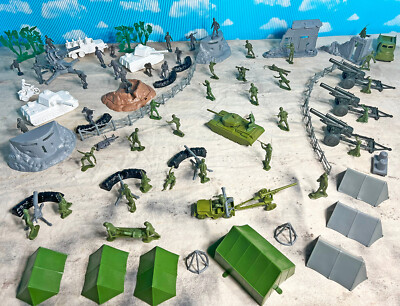 WWII Marx Vintage & Recast American Patrol Playset - 54mm Plastic