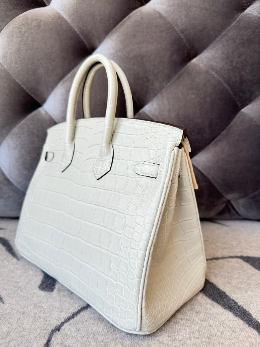 Newest Hermes Birkin 25 Gris Neve Gray Matte Crocodile GHW