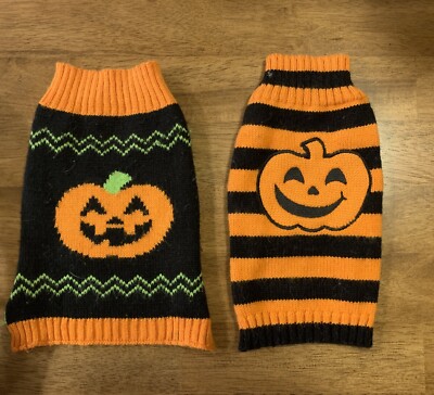 Lot of Halloween Pumpkin pet dog cat sweaters Simply Dog Wag
