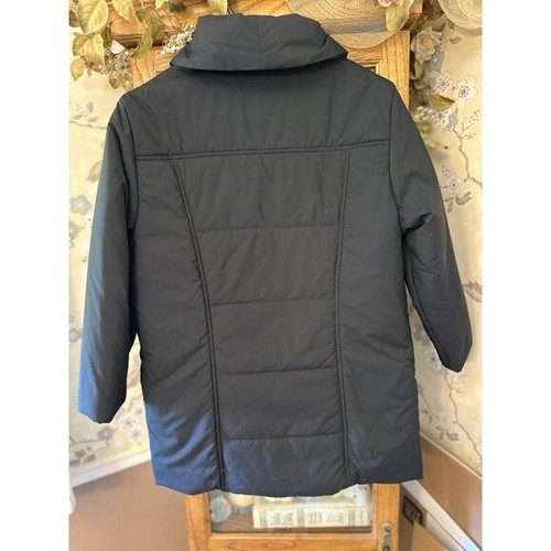 L.L.Bean Puffer Coat Quilted Padded Button Front Black Jacket Women's M - Picture 7 of 8