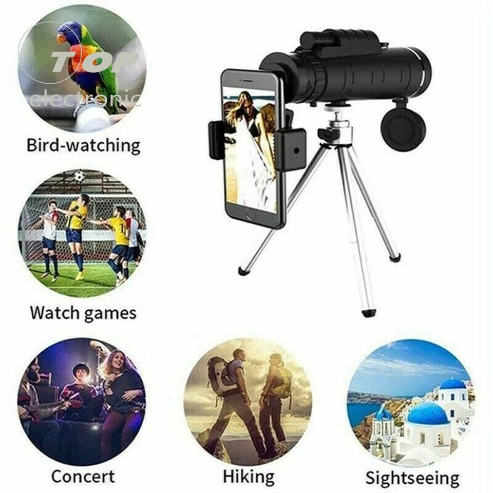 HD Monocular Starscope Phone Camera Zoom Lense 40X60 Tripod Holder Telescope New - Image 4 of 4