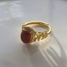 Vintage Red Agate Sterling Silver Ring S925 Natural Gemstone Size open size 