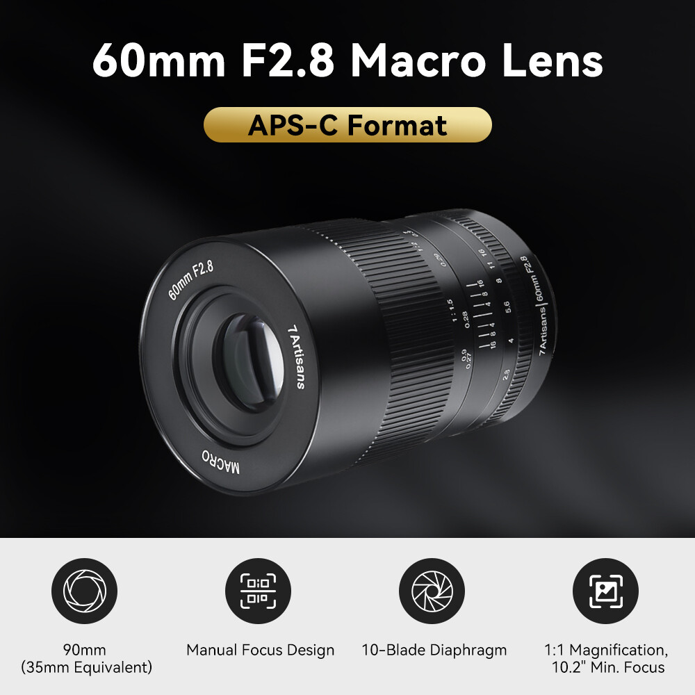 7artisans 60mm APS-C Manual Focus Macro Lens For Fujifilm - Main Image
