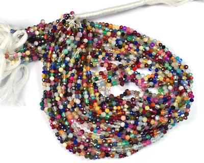 2-3mm Natural Multi Disco Mix color Faceted Round Gemstone Jewelry Making Beads