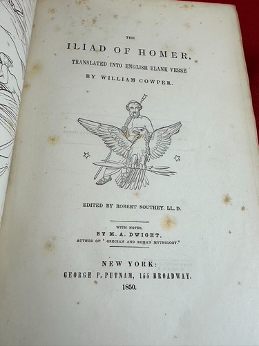 Iliad of homer 1850 antique book Greek Mythology Helen of Troy Collector Gift - Picture 7 of 8