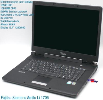 NOTEBOOK FUJITSU SIEMENS AMILO Li 1705 160GB HDD 1GB RAM DVDRW FOR