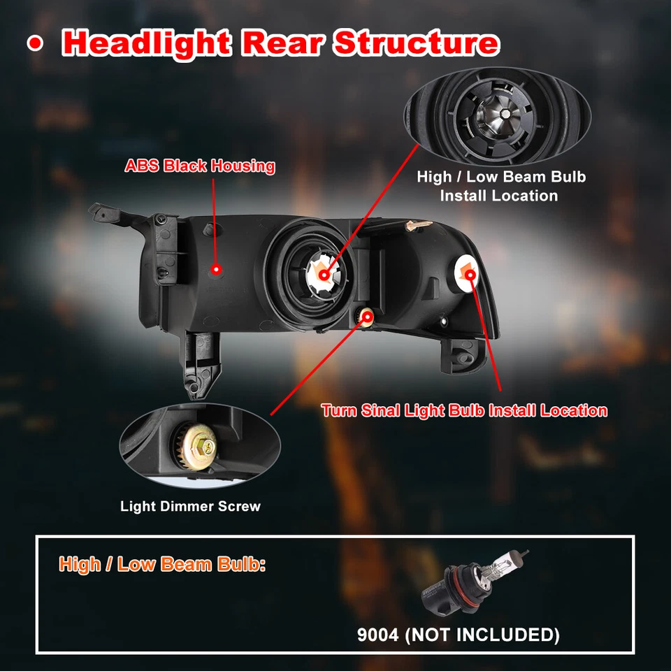 Пара угловых сигнальных фар для Dodge Ram 1500 2500 3500 1994-2001 годов выпуска 94-01 - Изображение 3 из 4