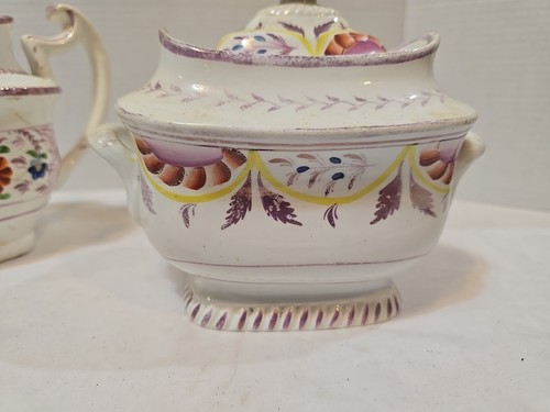 Antique Rare Pink Lusterware Staffordshire Handpainted Teapot Creamer 60-70 J6 - Picture 11 of 18
