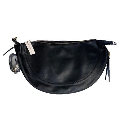 ANTHROPOLOGIE x URBAN ORIGINALS Luna Slouchy Sling Half Moon Bag Black Vegan NEW