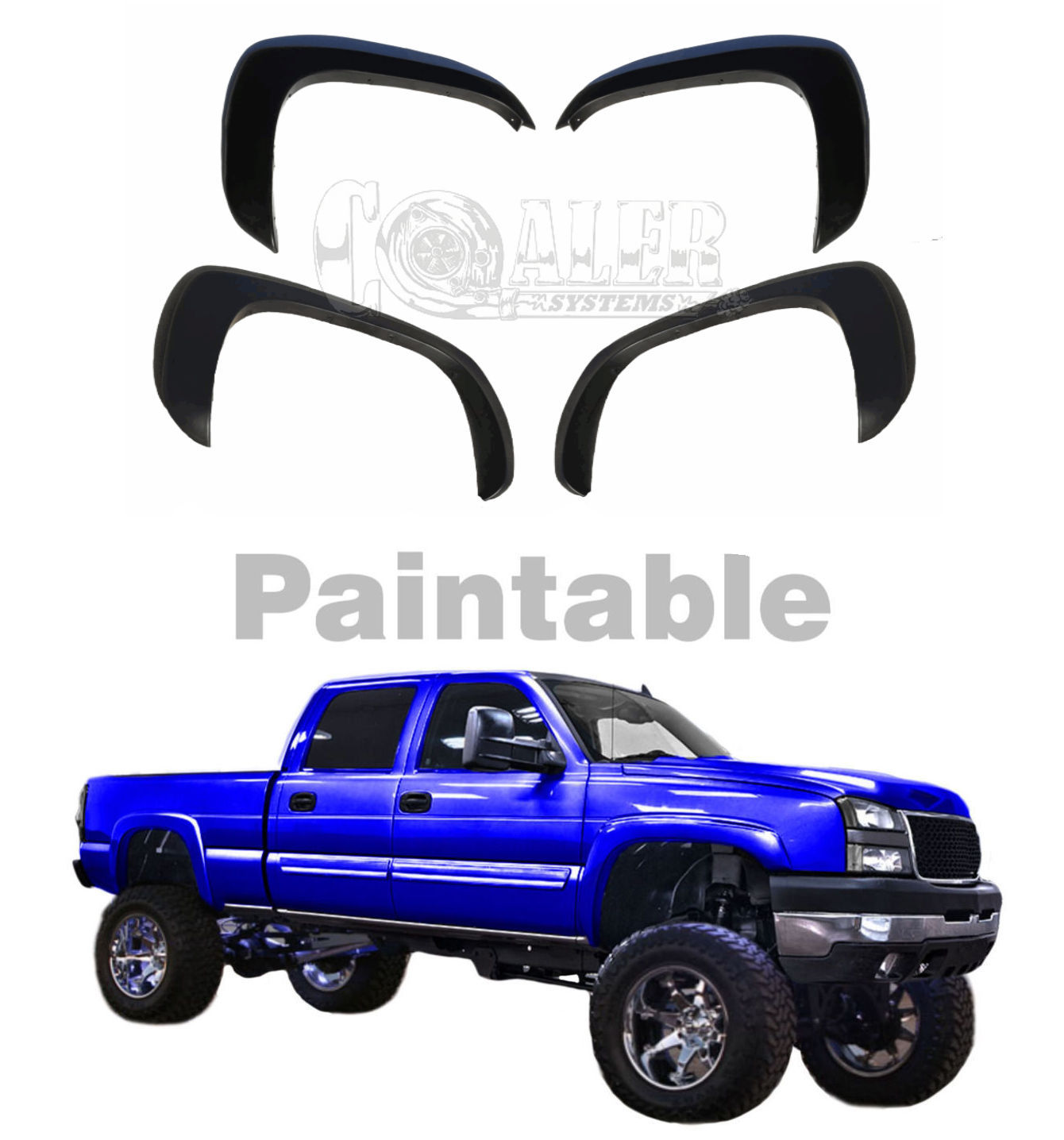 Fender Flares for Chevy Silverado Set of 4 9906 Paintable Matte Black