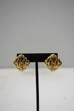  Earrings Gold Silver Lattice Clip Earrings