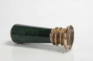 19thc Bloodstone Gold & Citrine English Armorial Desk Seal