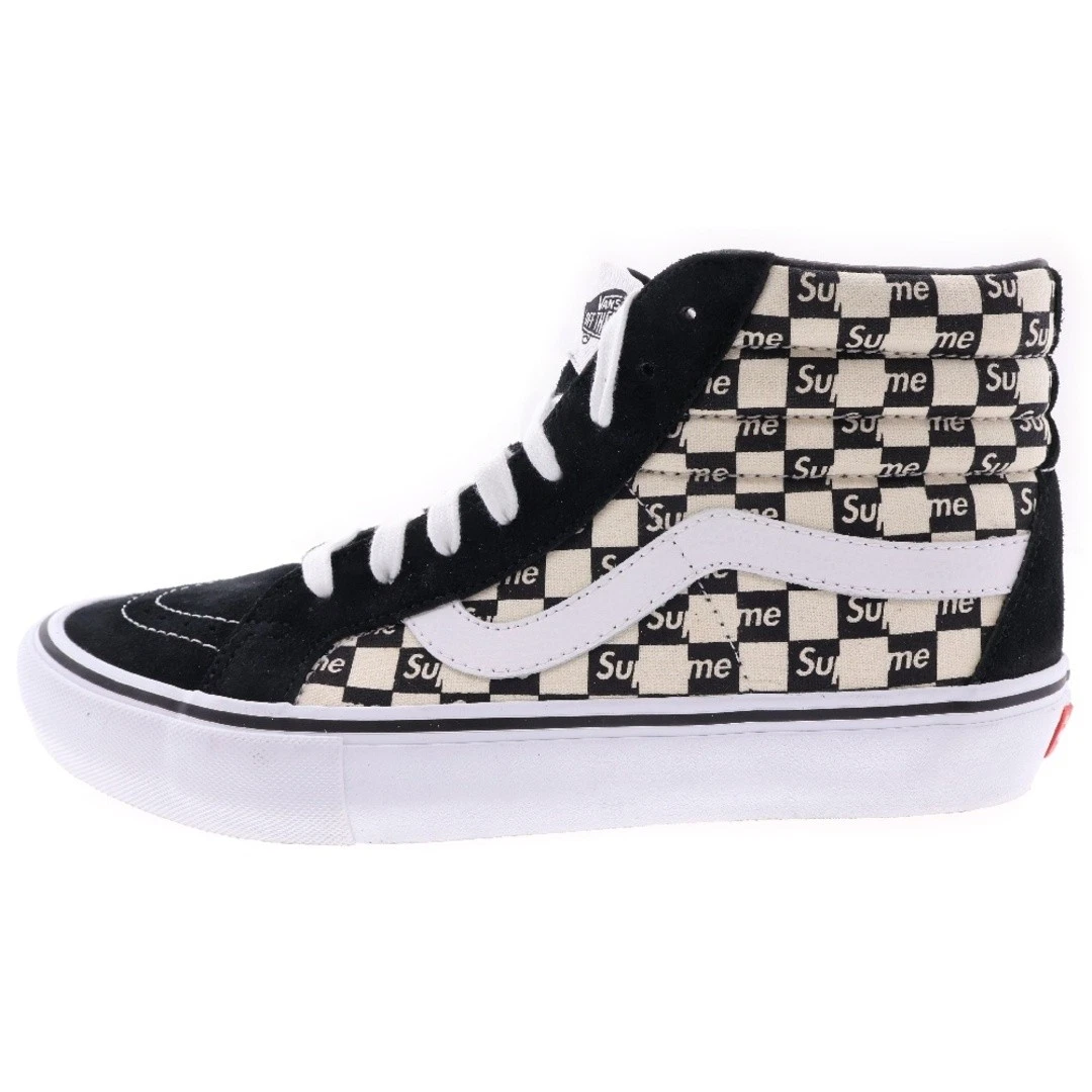 Baskets montantes VANS 16AW x SUPREME logo à carreaux Sk8 Hi skate noir blanc d'occasion
