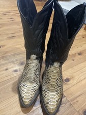 Vintage ABILENE Exotic Python Snake Skin Black Leather Western Cowboy Boots 8 D