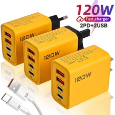 120W 4-Port USB Type-C Fast Wall Charger Block For All Cell Phone iPad lot