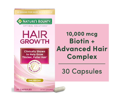 Nature's Bounty Biotin 10000mcg Hair Growth 30 Capsules Hair Skin Nails