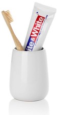 White Ceramic Toothbrush Holder, Tooth Brushing Holders for Bathroom, Toothbr...