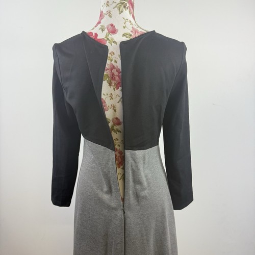 Floryday women's dress black grey wrap box pleat skirt long sleeve Size M - Picture 6 of 8