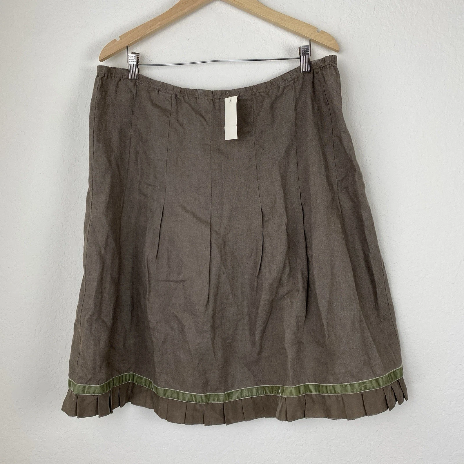 J. Jill XL Linen Skirt Midi Pleated Velvet Trim Boho Cottagecore A Line Brown
Opens in a new window